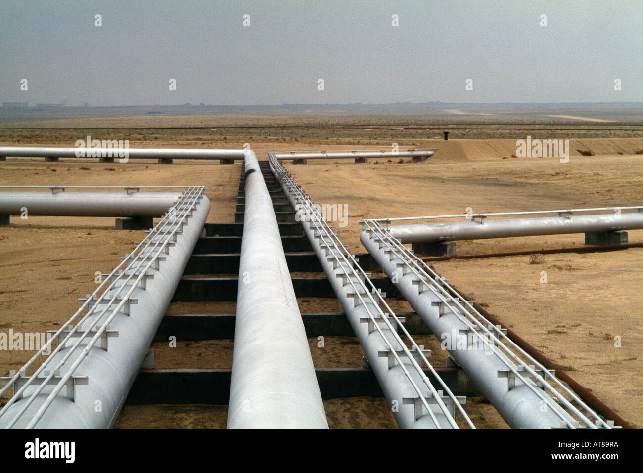 Kuwait Burgan Oil Field Pipelines in the Desert Stock Photo 9277241