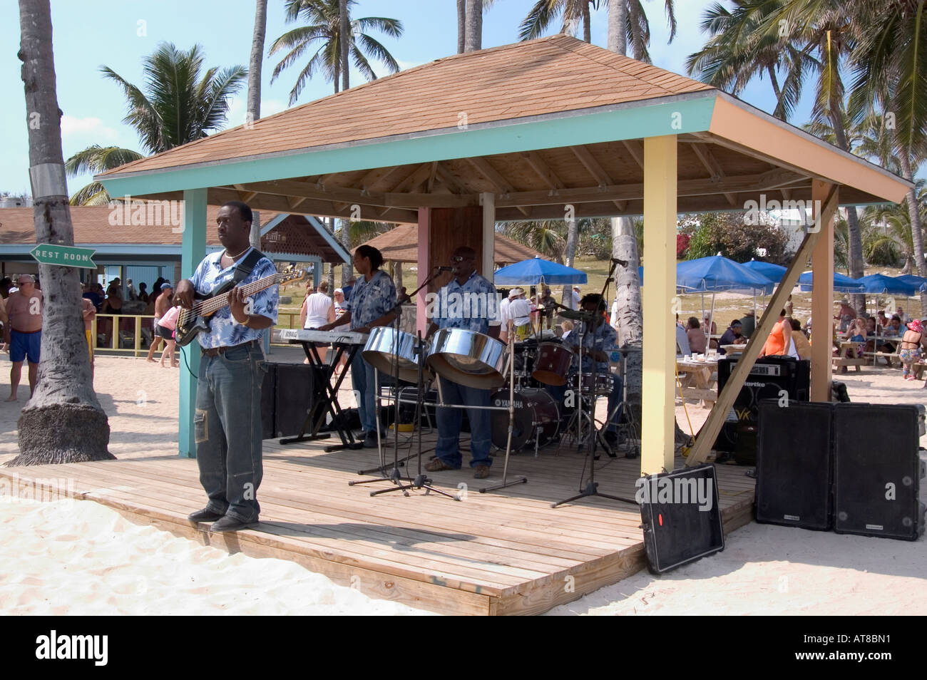Reggae band playing on the beach, Island Great Stirrup Cay, Bahamas
