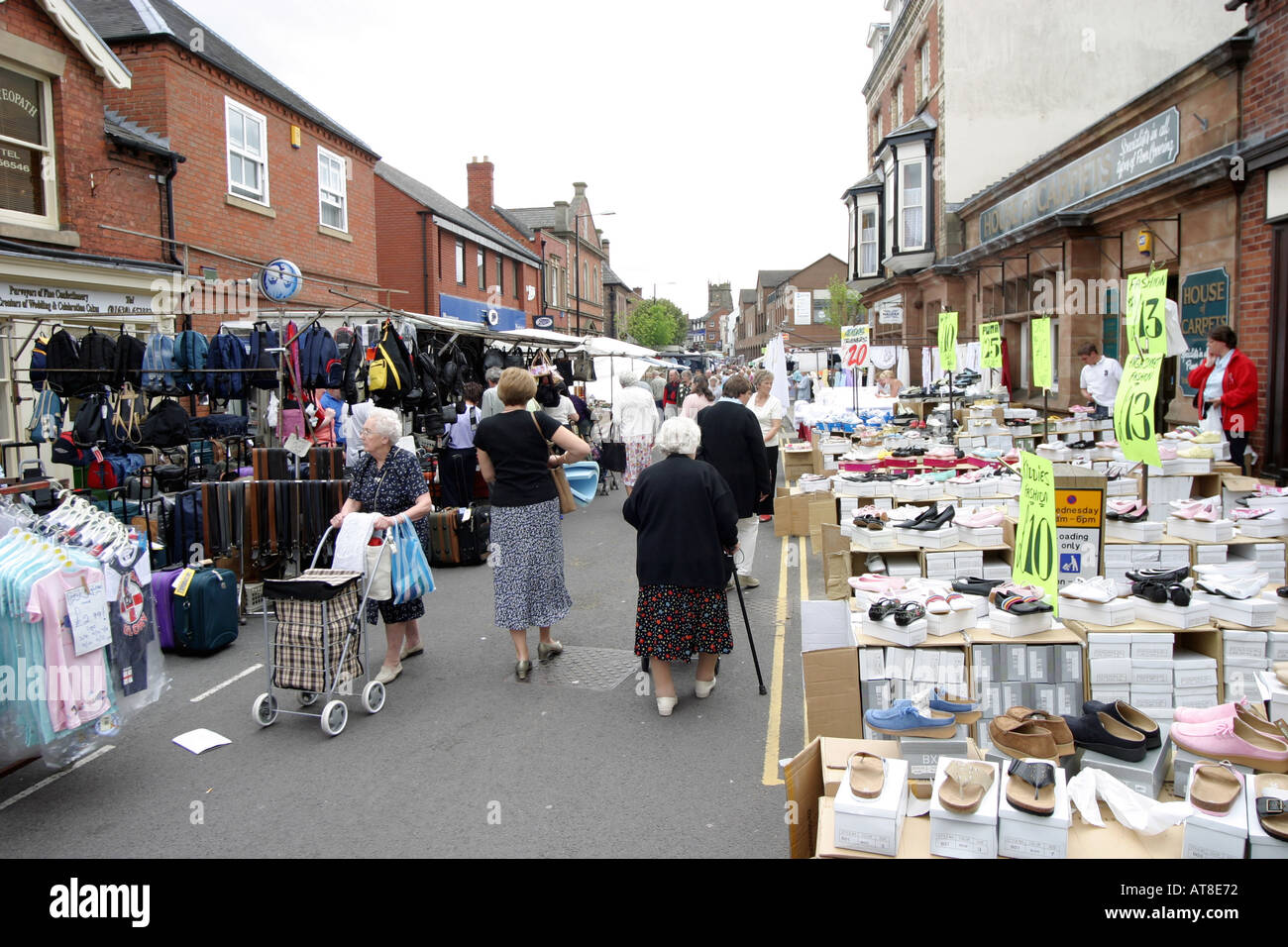 Street market in Market Drayton Shropshire Stock Photo Alamy