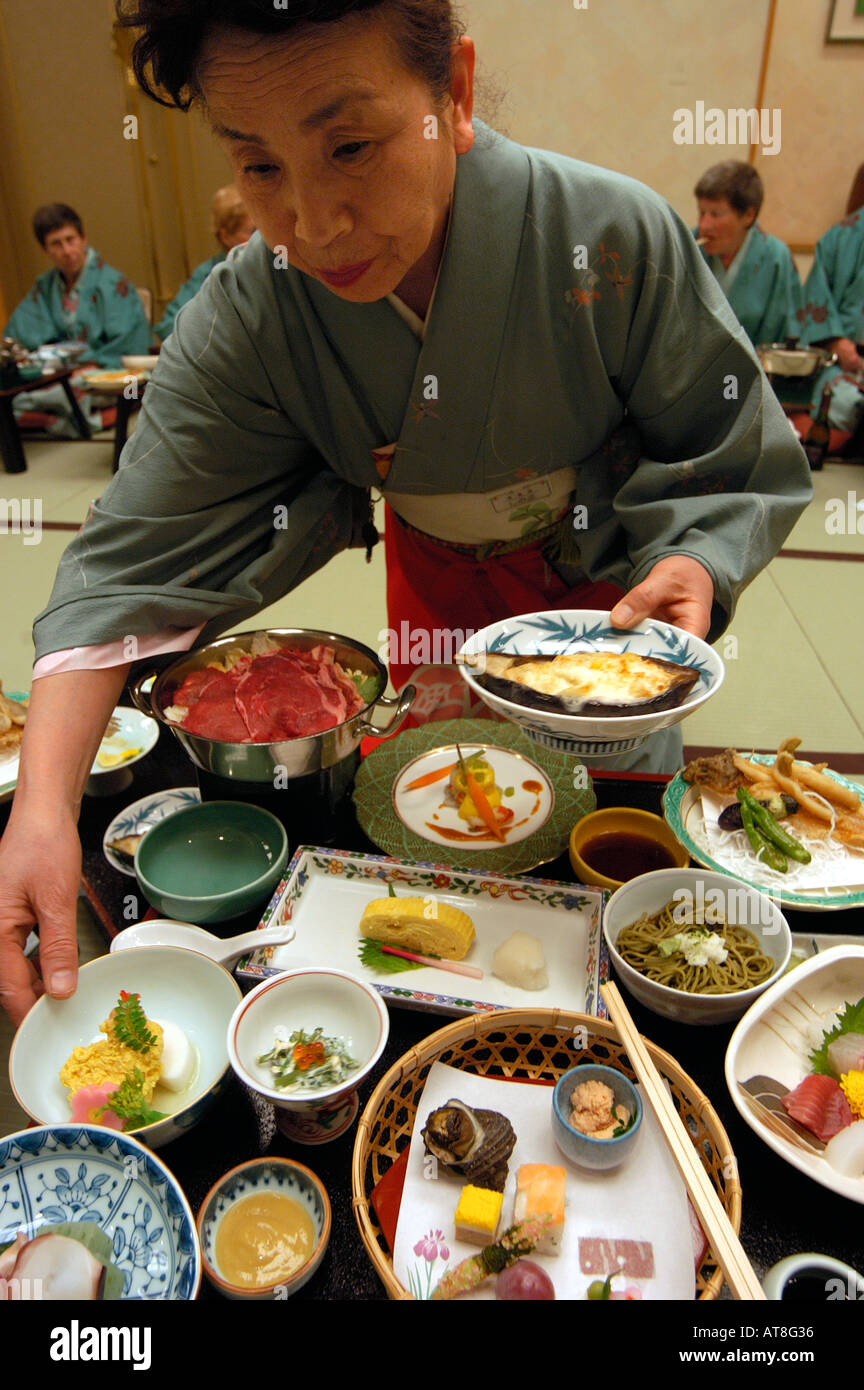hostess waitress at traditional Japanese dinner Tsubakikan Japanese