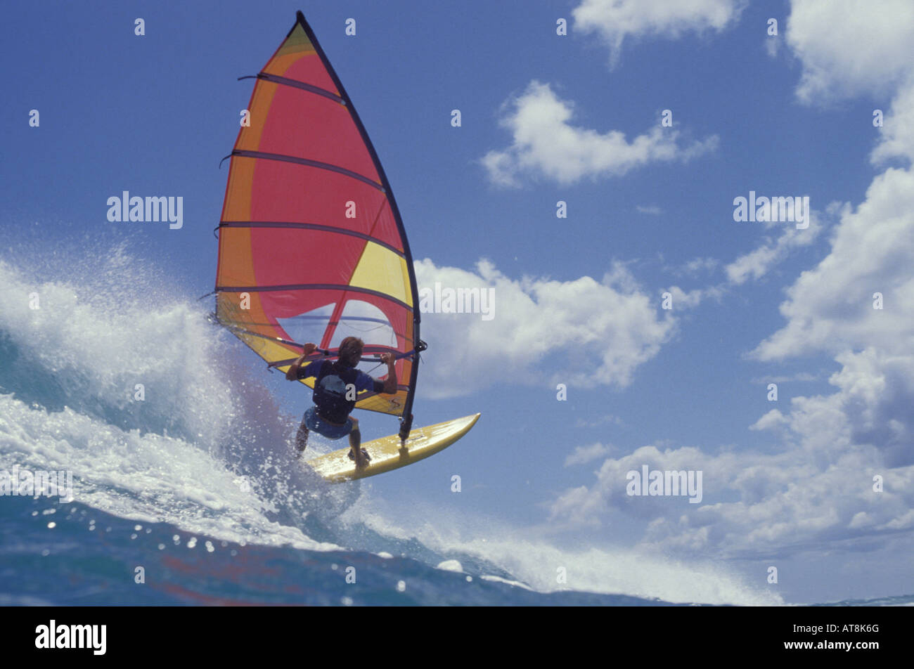 Windsurfing on the North Shore of Oahu Stock Photo Alamy