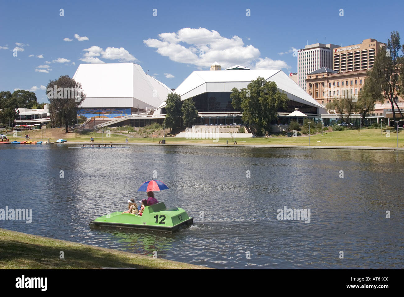 View to City across River Torrens Adelaide Australia Stock Photo