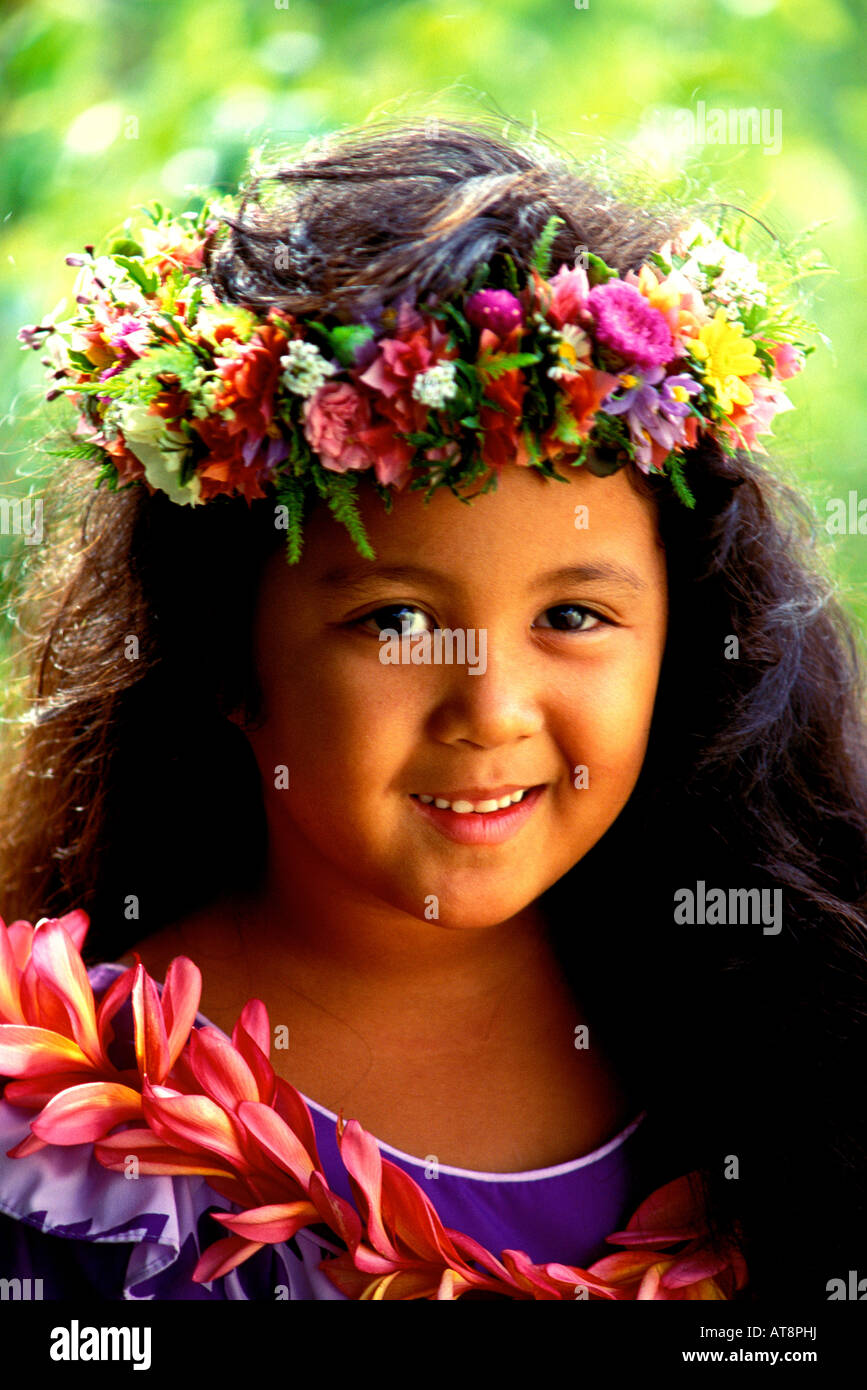 Hawaii beautiful hawaiian girl wearing hires stock photography and