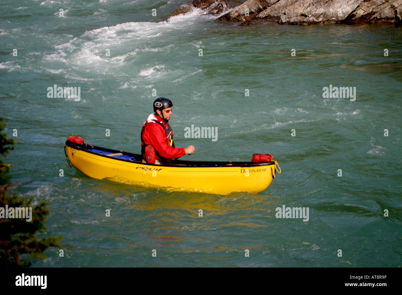 CANOES on a dangerous river Stock Photo Alamy