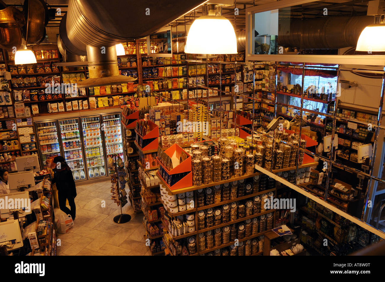 Interior of a small grocery store in Lower Manhattan, New York City. Stock Photo