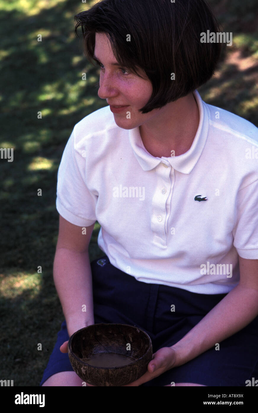 woman drinking awa (kava) juice Stock Photo Alamy