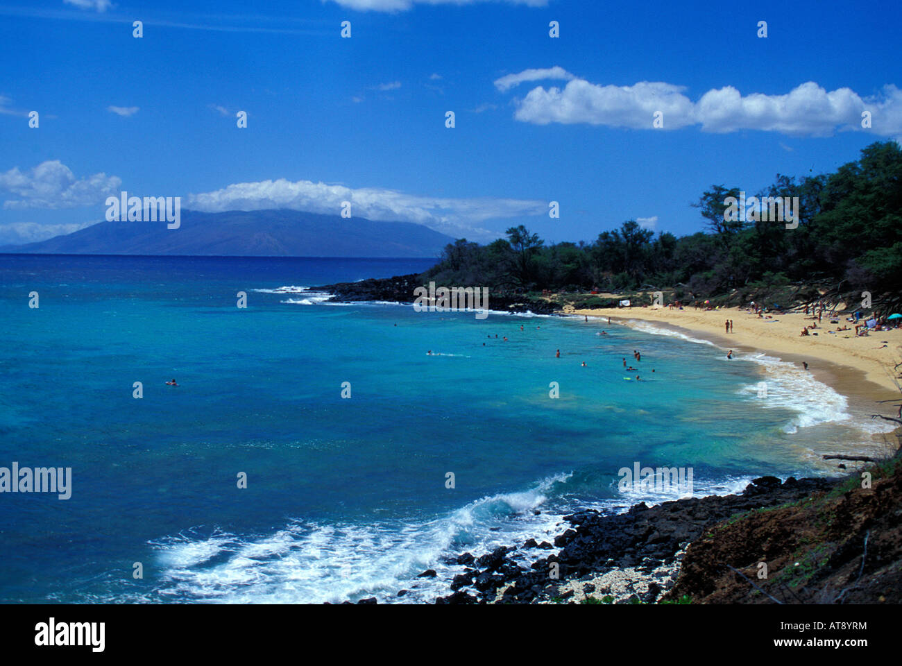 Little beach, known as  a nude beach on the other side of the rock from big beach, Makena, Maui Stock Photo