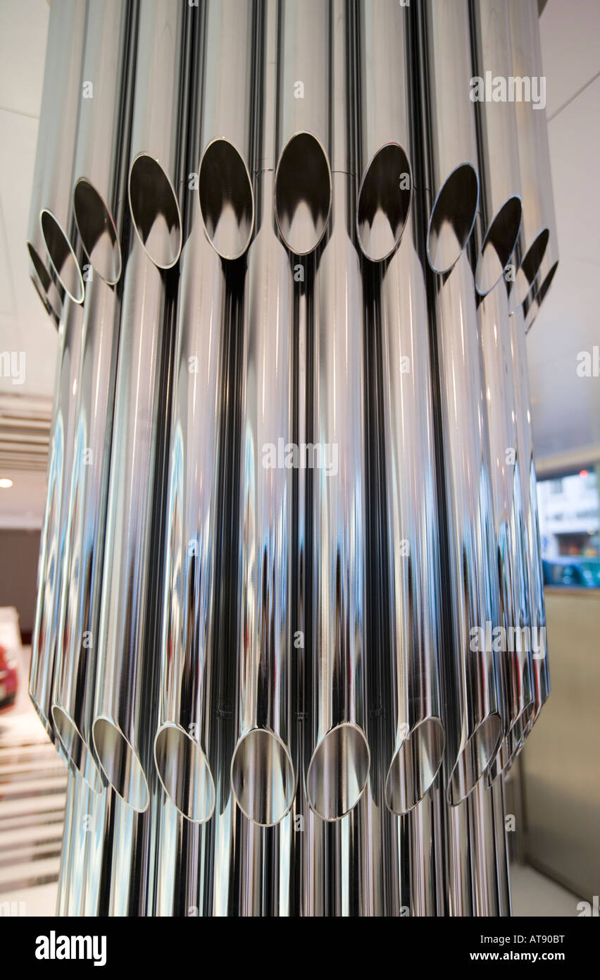 Metal tube design-feature - New Fiat Showroom, London Stock Photo