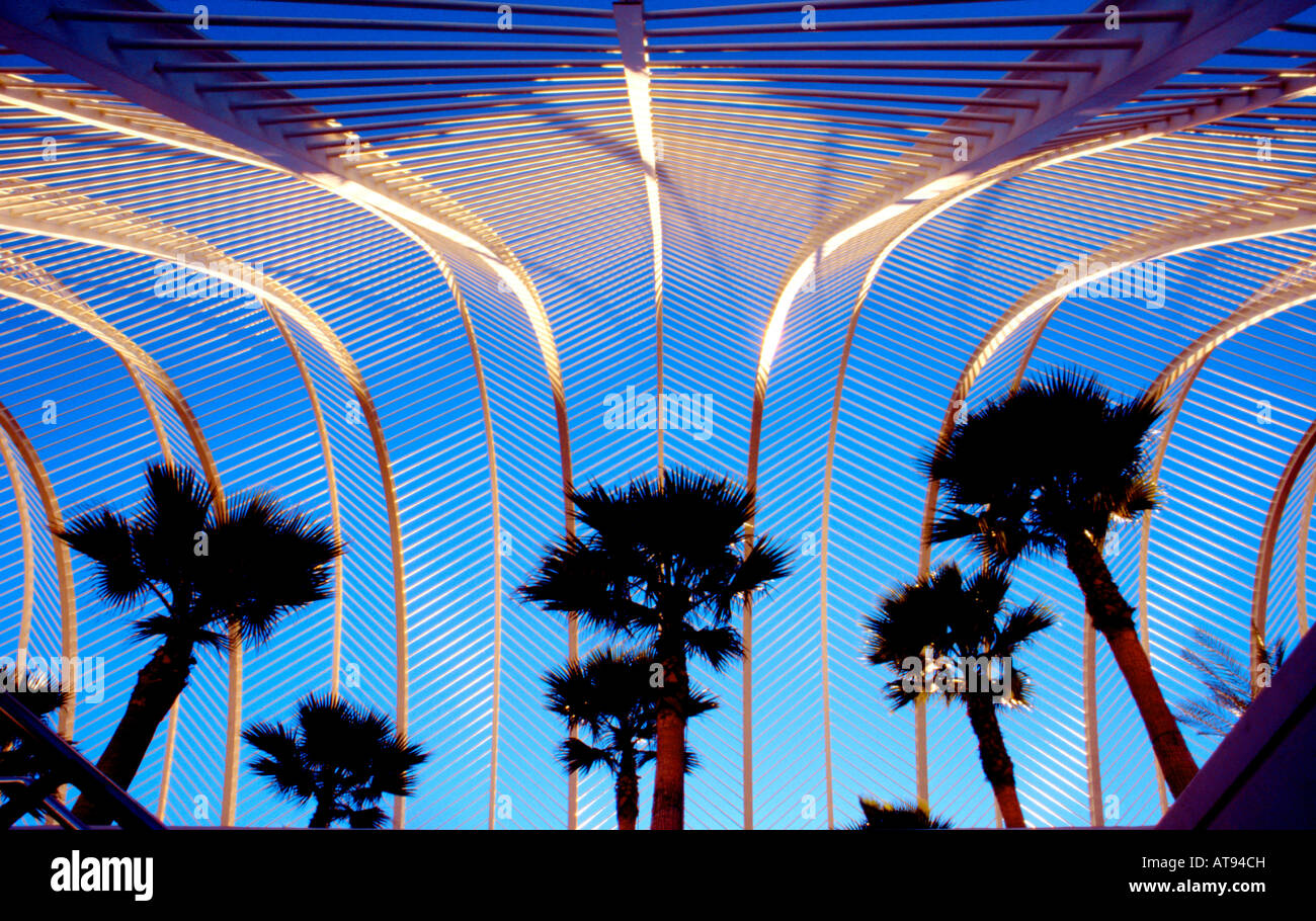 L'Umbracle, shadow structure as part of one of the buildings of the City of Arts and Science, by architect Santiago Calatrava Stock Photo