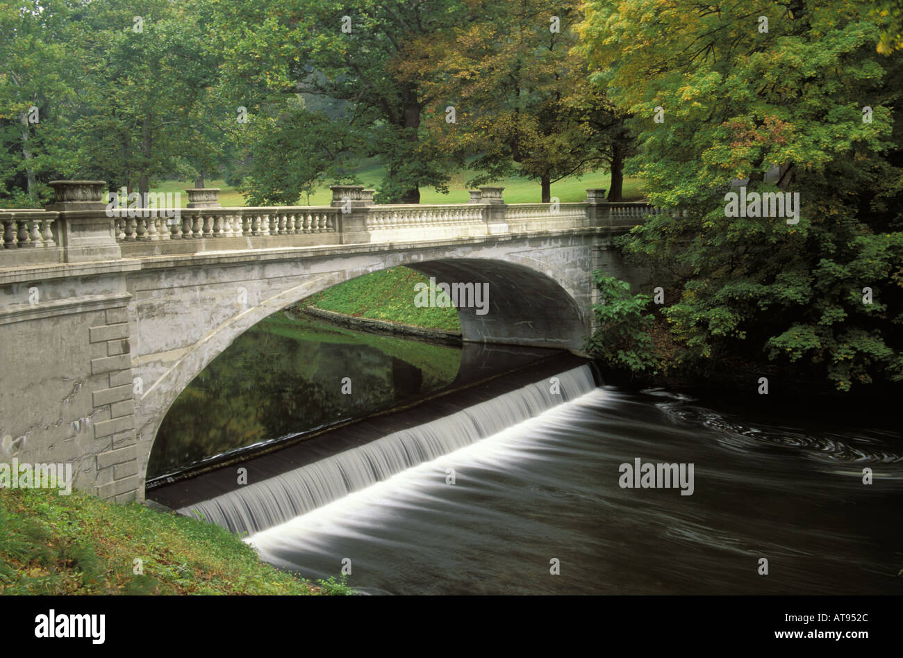White Bridge over Crum Elbow Creek Vanderbilt Mansion National Historic Site Hyde Park Dutchess County New York Stock Photo