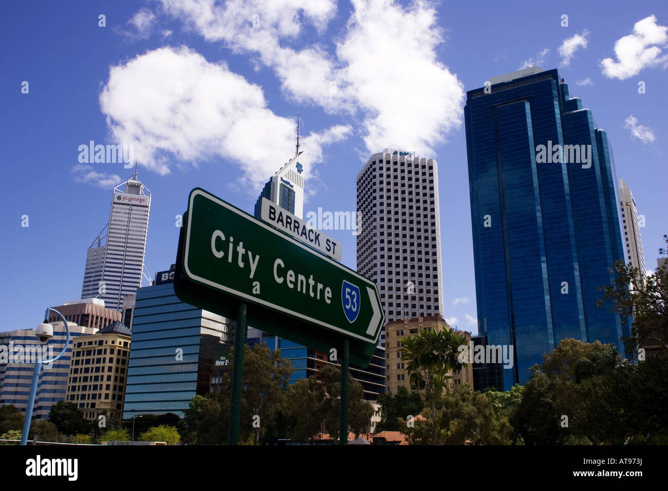 Road sign Perth City Centre Australia Stock Photo Alamy