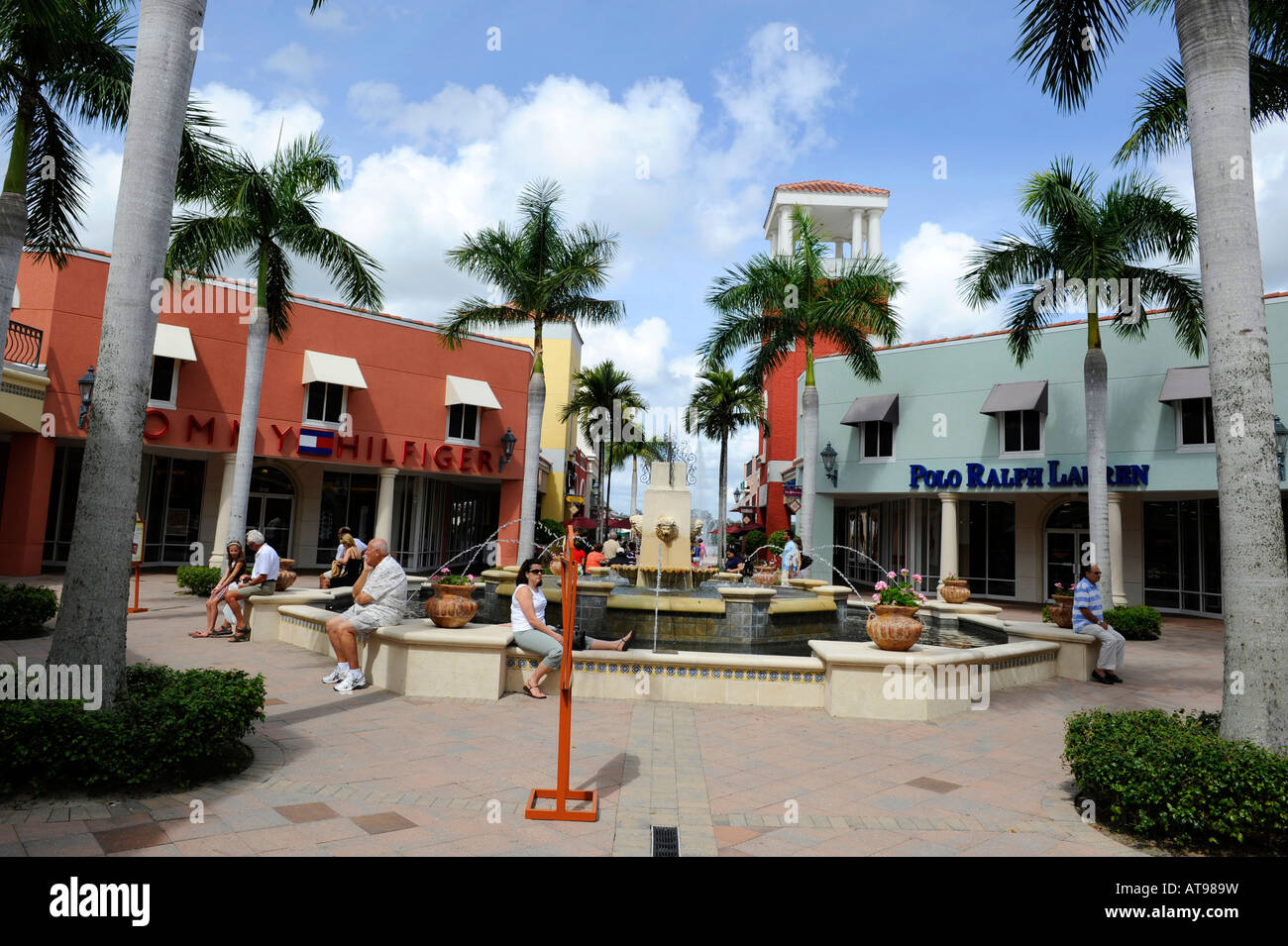 Miromar Outlets shopping Mall Naples Florida outside shopping district Stock Photo