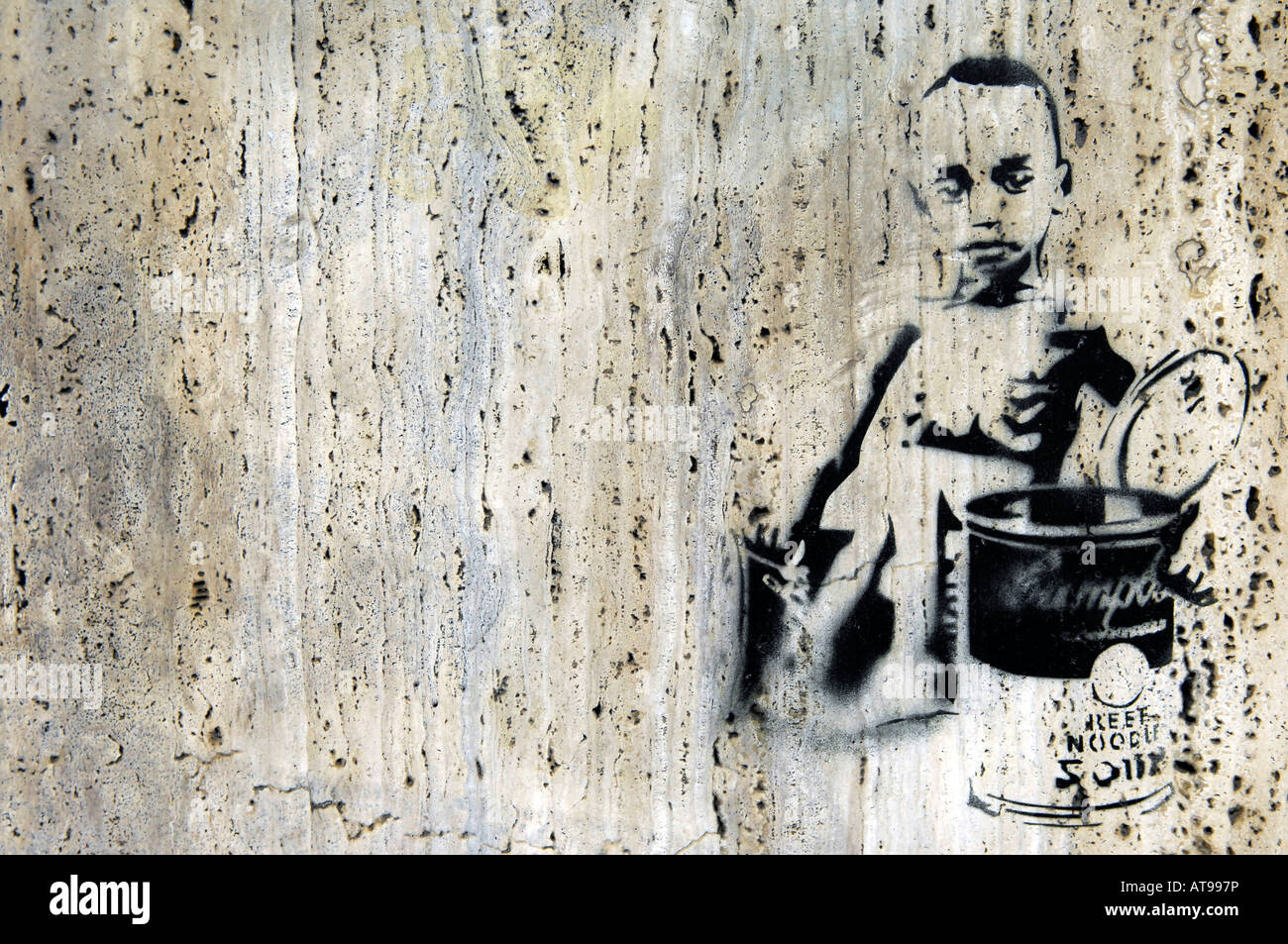 Poverty Starving Boy Stencil Graffiti Berlin Germany Social Political Stock Photo Alamy