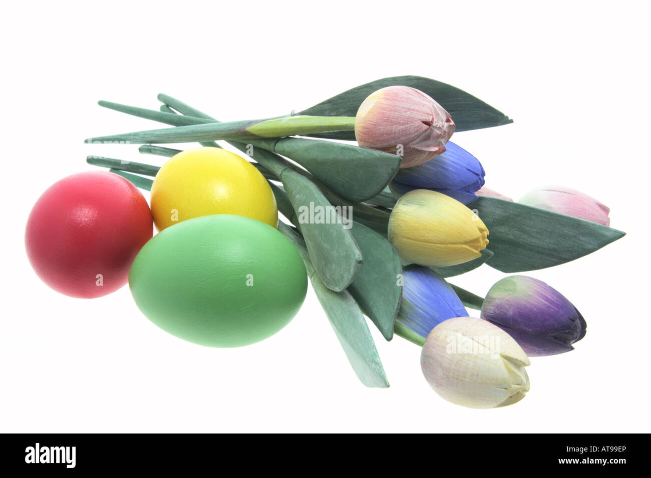 Easter Eggs and Artificial Tulips Stock Photo - Alamy