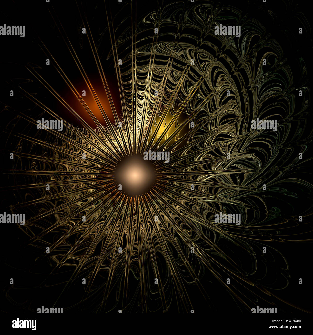 Abstract fractal image resembling the big bang or birth of the universe and galaxies Stock Photo