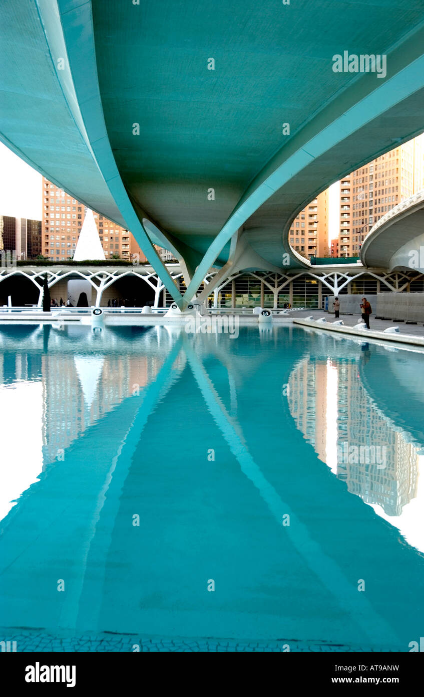 Bridge of the City of Arts and Sciences, by internationally known architect Santiago Calatrava Stock Photo