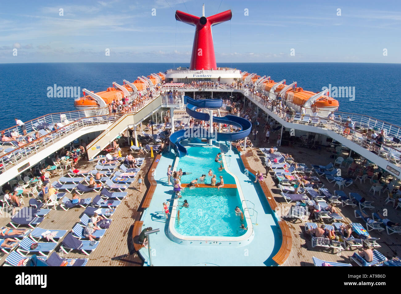 Family activities aboard the Carnival Cruise Ship Fantasy from Port Canaveral Florida to the Bahama Islands Stock Photo