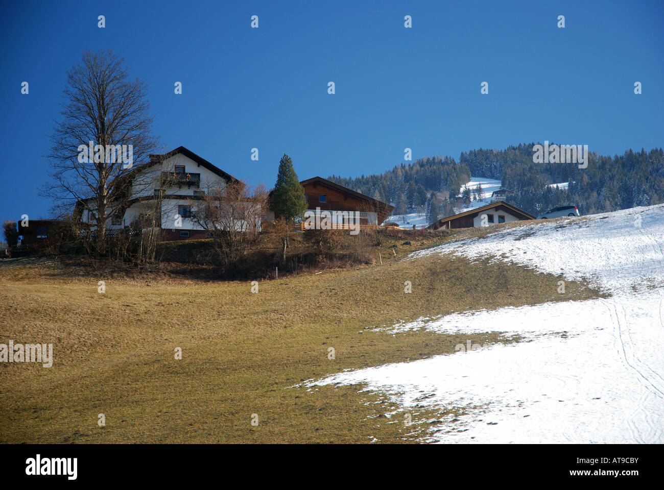 Alpine village houses in Austria Stock Photo Alamy