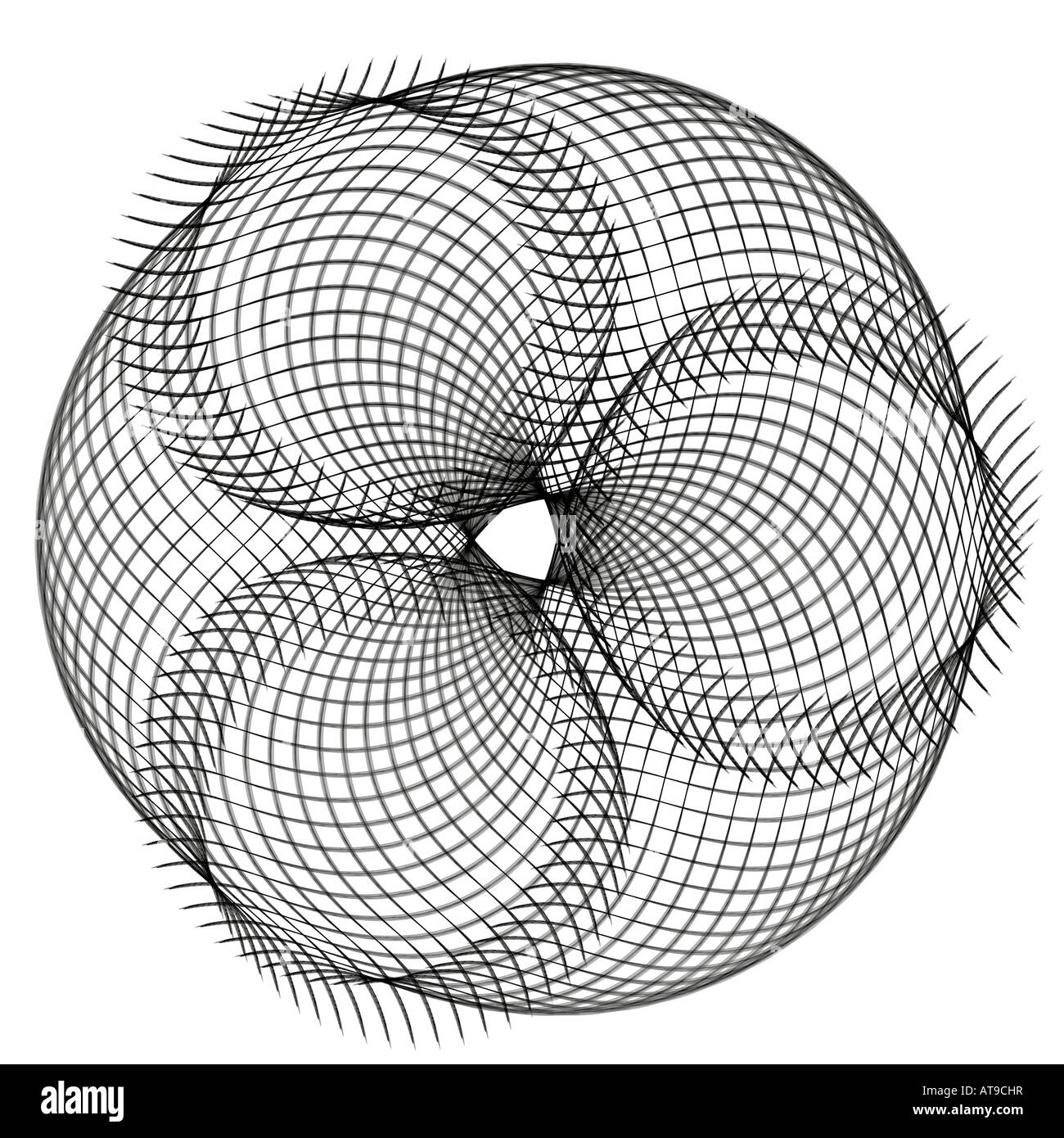 Abstract fractal image resembling a frayed mesh ball Stock Photo