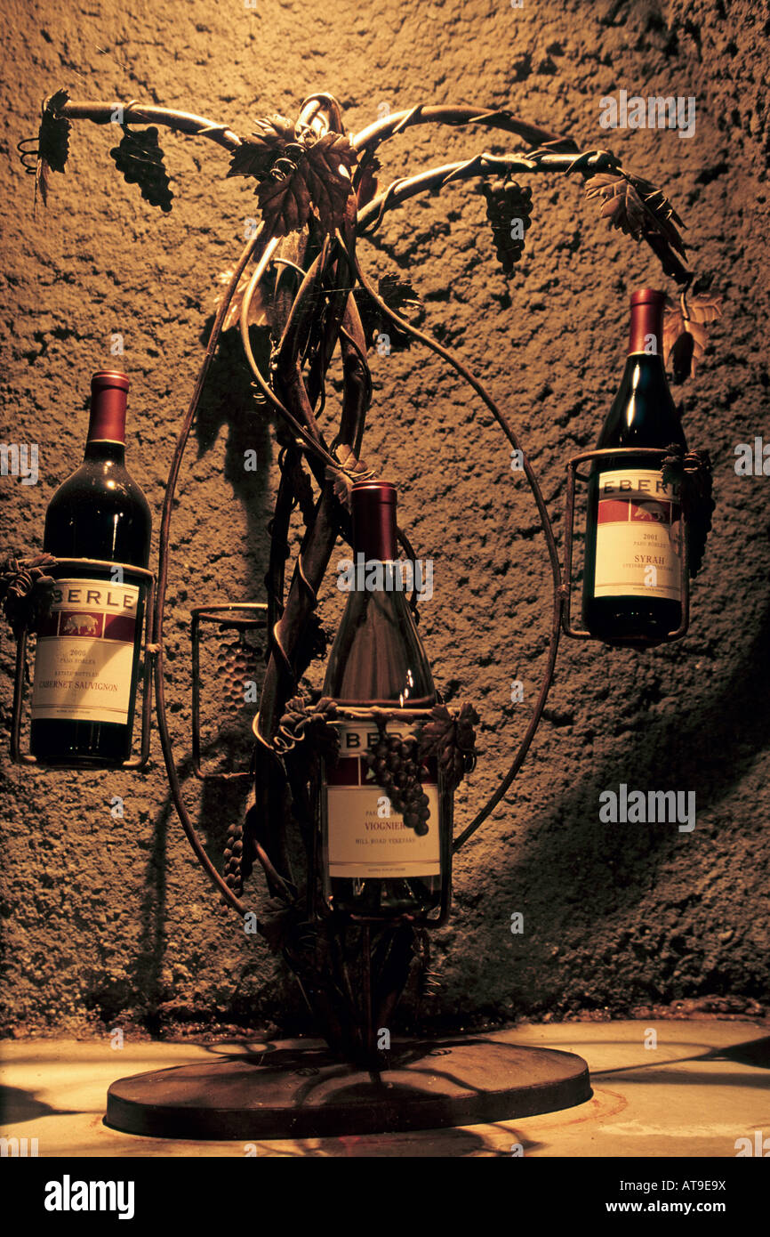 Wine Bottle display rack in the wine Caves at Eberle Winery Paso Robles
