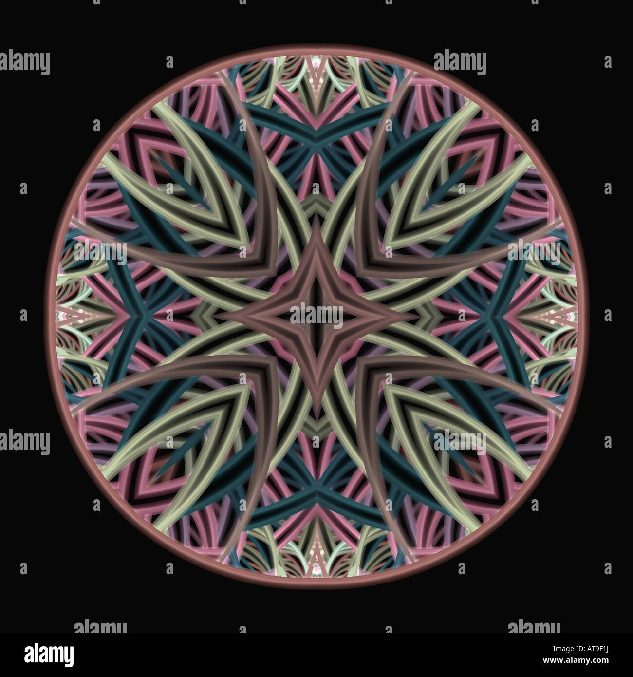Abstract fractal image resembling a pastel dreamcatcher mandala Stock Photo