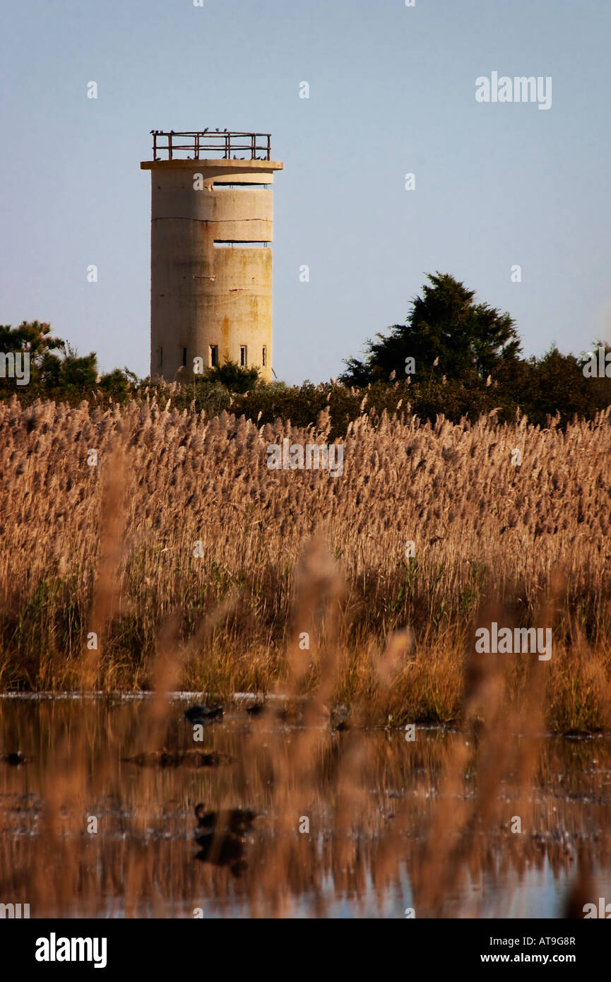 A WWII observation tower in the afternoon on Cape Henlopen Delaware Stock Photo
