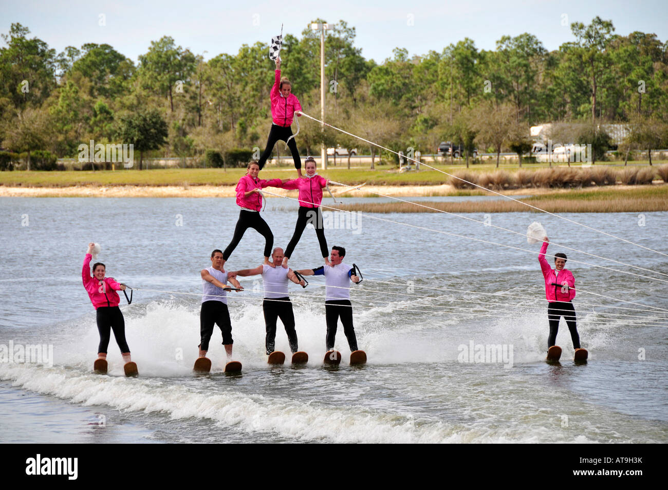 Water ski demonstration Naples Florida on Miromar Lake Stock Photo Alamy