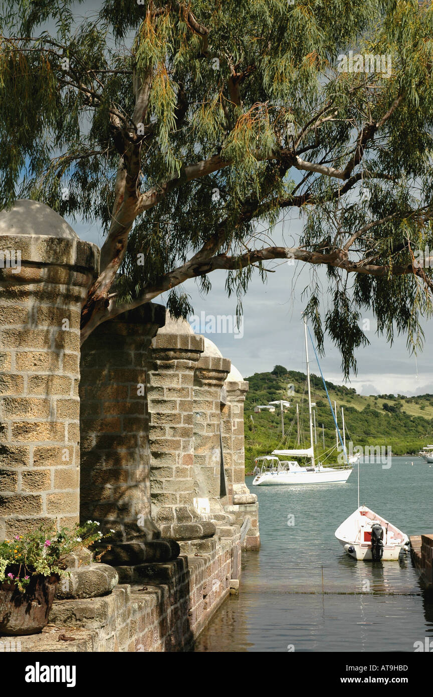 Antigua 18th century columns near Admiral s Inn at Nelson s Dockyard National Park at English Harbour Stock Photo