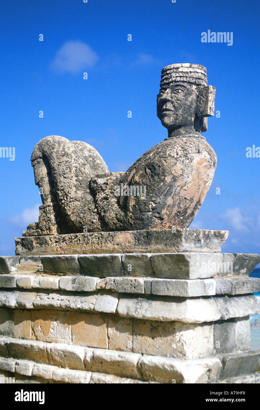 mexico yucatan quintana roo chac mool rain god statue idol maya symbol Stock Photo