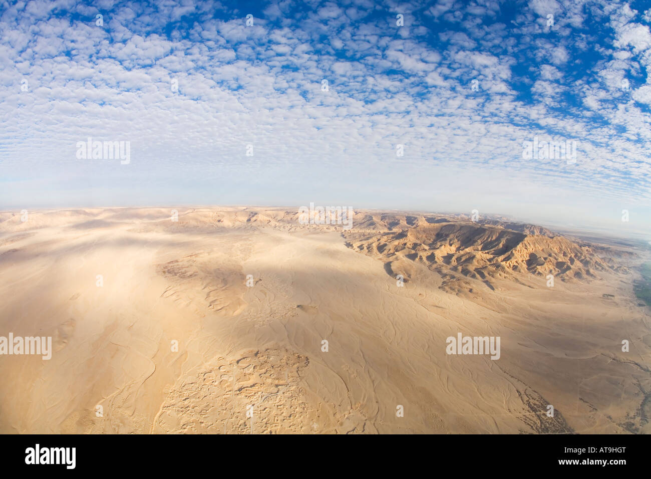 Aerial view Luxor West Bank Theban Mountains Valley of Kings Egypt North Africa Stock Photo