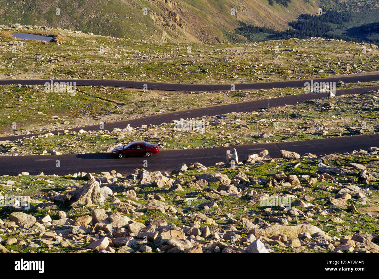 Hairpin curves at road near summit of Mount Evans, Front Range, Rocky
