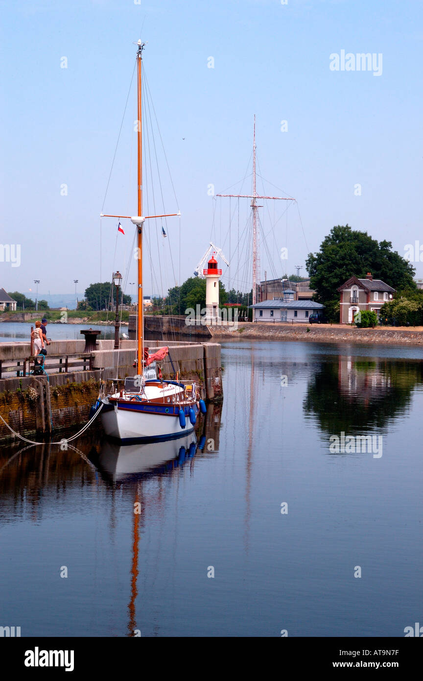 Approaching the marina at Honfleur, Normandy France Stock Photo