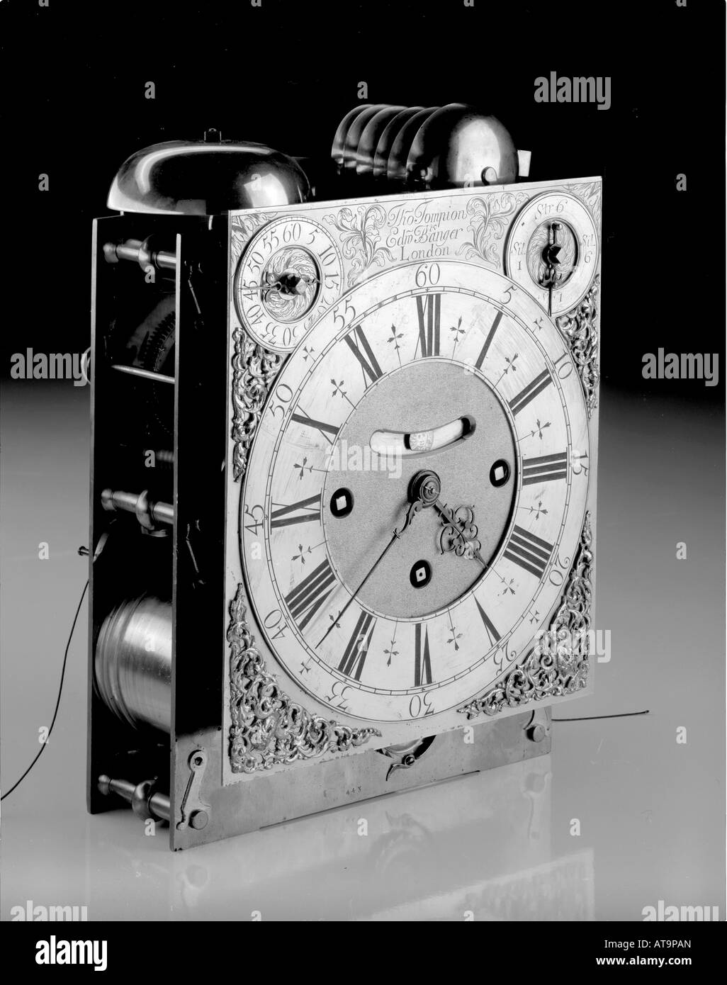 bracket clock movement by Tompion Stock Photo Alamy