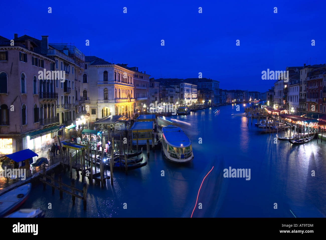 Night View Of The Grand Canal , from The Rialto Bridge , Venice , Italy ...