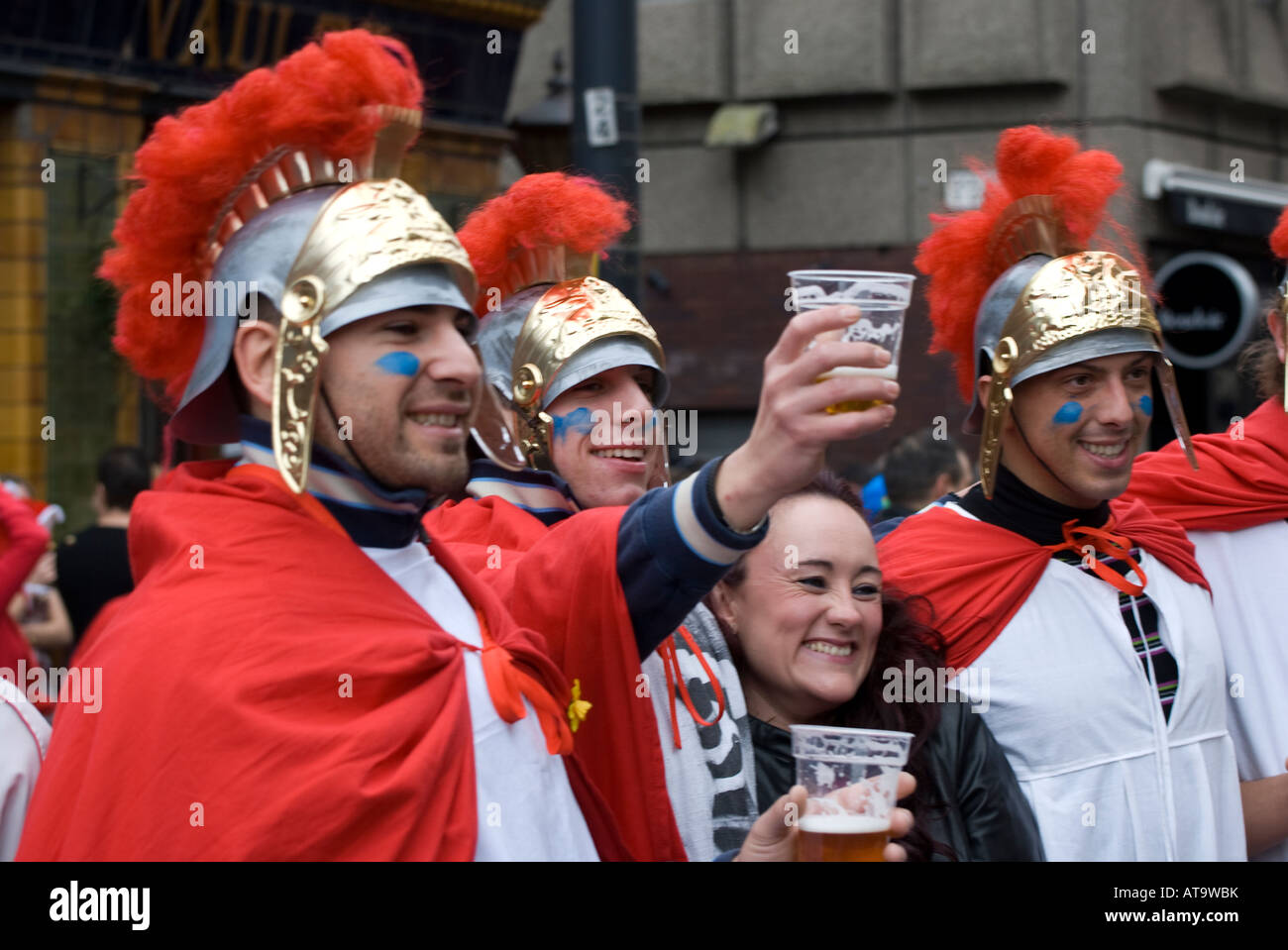 italian rugby fans as roman soldiers in cardiff for wales against italy in the 2008 grand slam win number 2649 Stock Photo