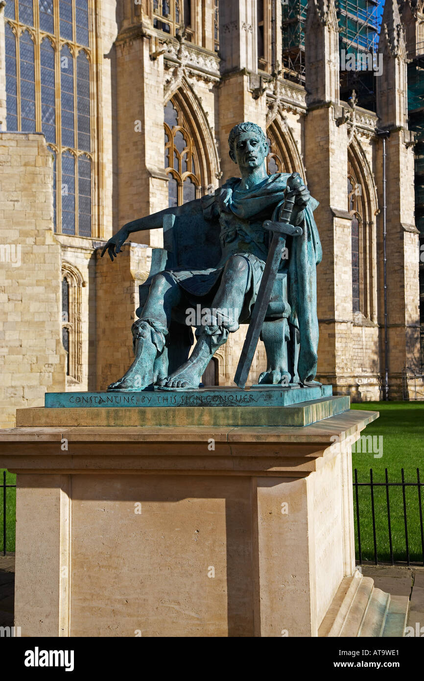 Statue of Roman Emperor Constantine the Great outside York Cathedral in