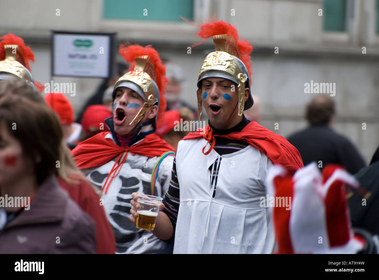 italian rugby fans as roman soldiers in cardiff for wales against italy in the 2008 grand slam win number 2650 Stock Photo