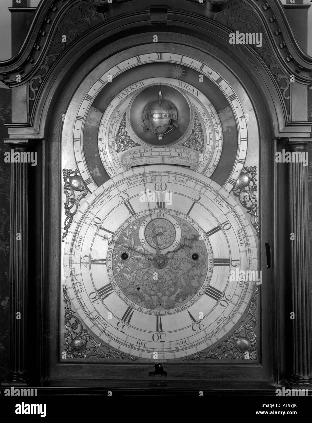 Longcase clock with astronomical dial by Barker of Wigan c.1760 Stock