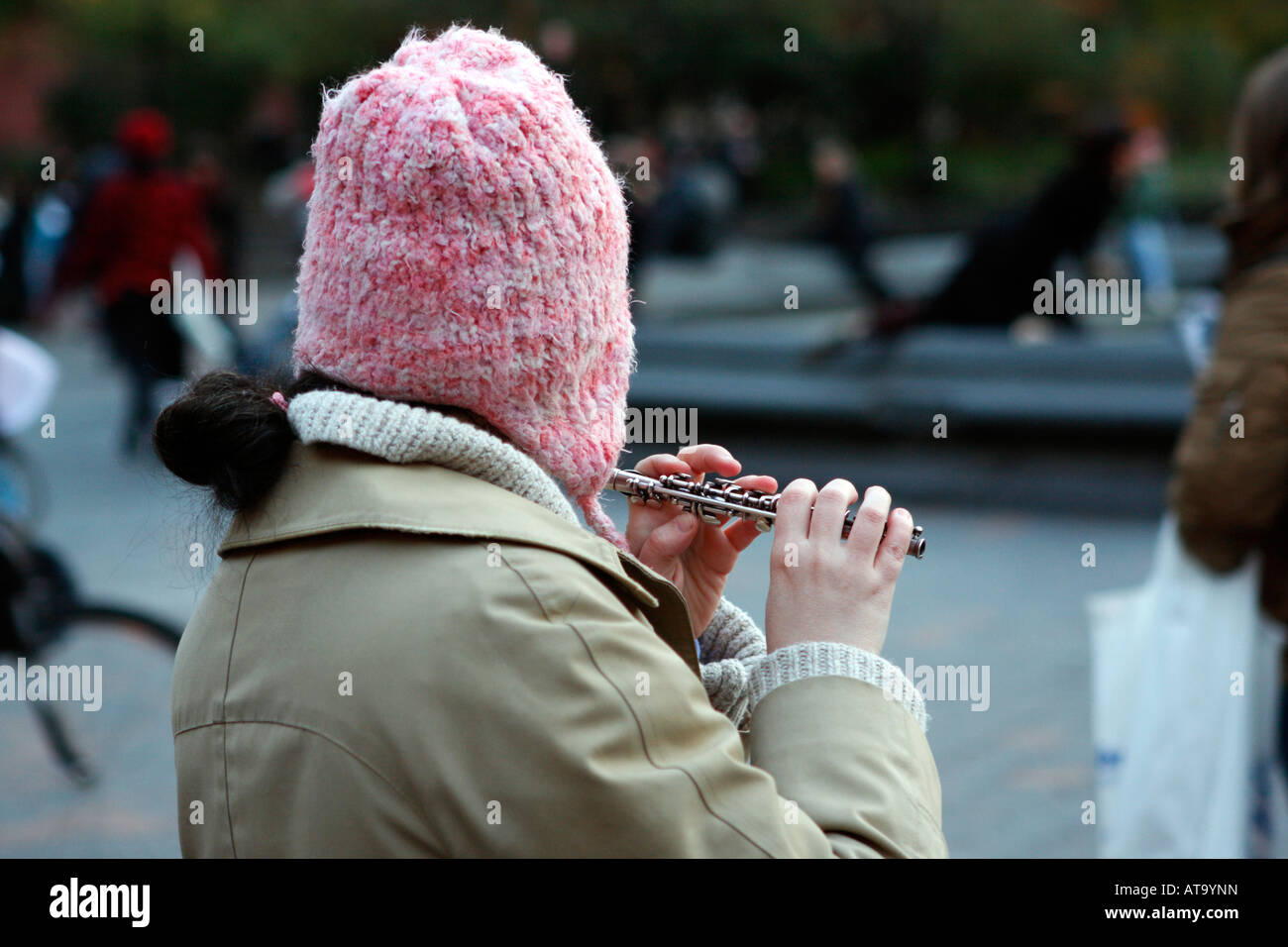 In New York City Playing a flute Stock Photo Alamy