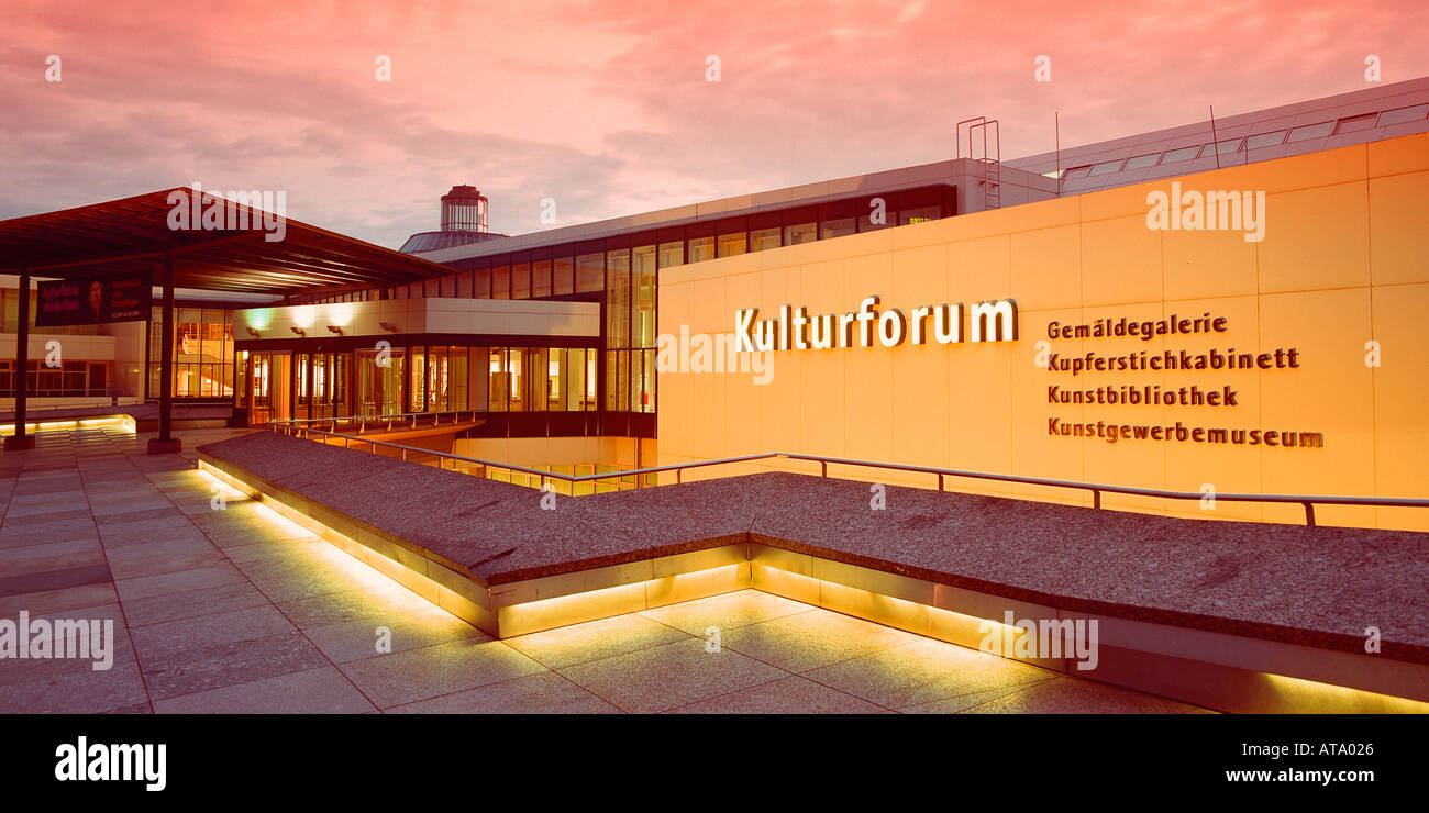 kulturforum berlin tiergarten architect james stirling museum outdoor shot at twighlight entrance Stock Photo
