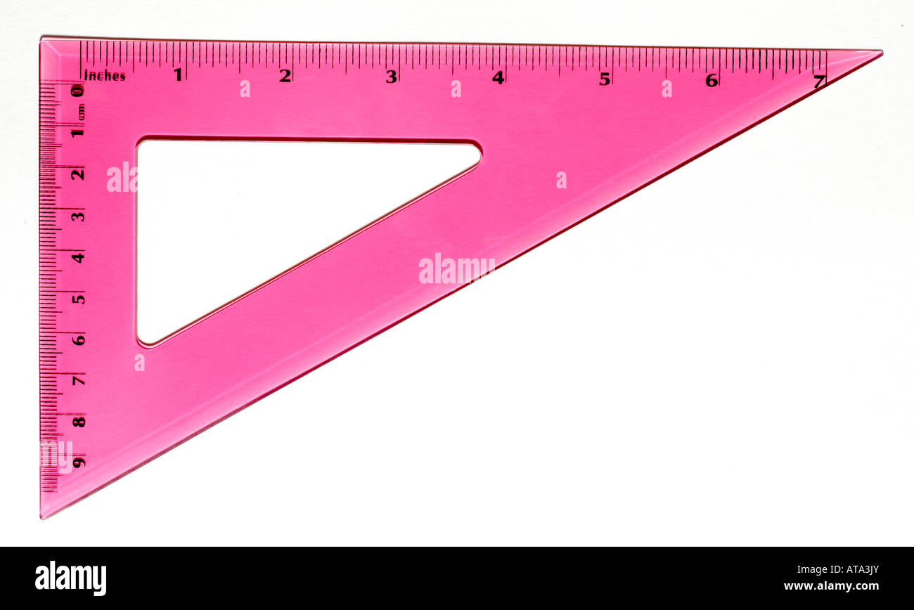 Pink Triangle geometrical measuring tool Stock Photo