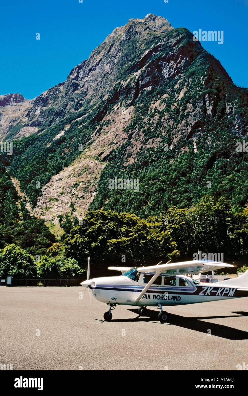 Airport at Milford Sound on the South island of New Zealand Stock Photo