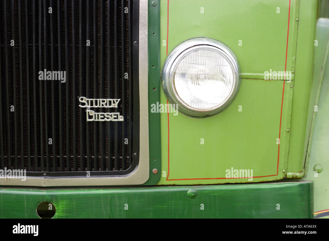 Sturdy Lorry detail of light grille and bumper diesel coach work Stock Photo