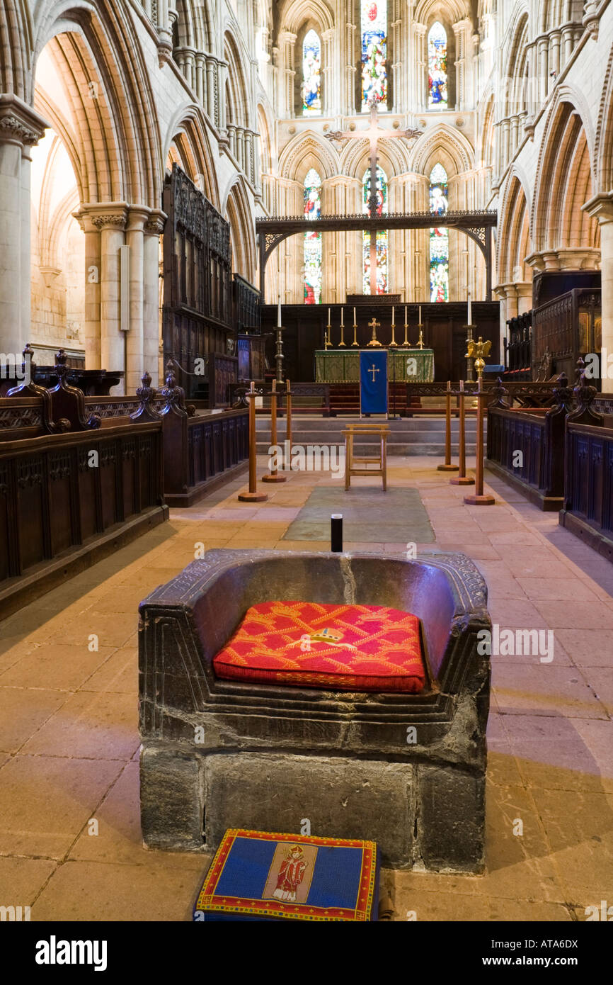St Wilfrids Chair (Frith Stool), Hexham Abbey, Northumberland Stock ...