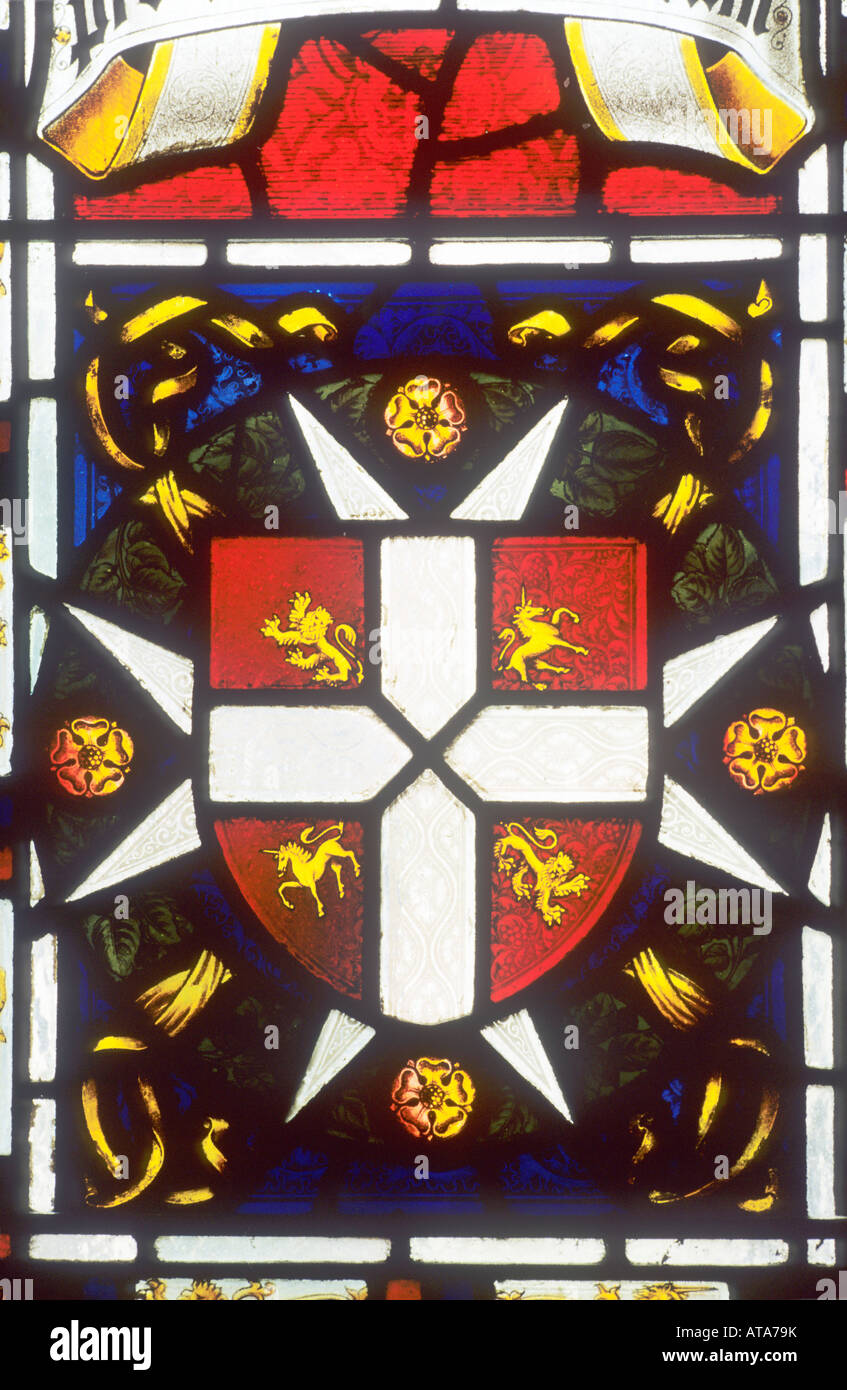 St Johns Gate Museum Clerkenwell Order of St John 8 eight pointed star stained glass London England UK arms armorial device Stock Photo