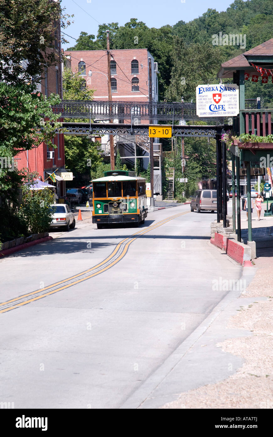 Tourist Trolley Bus, Center Street, Eureka Springs, Ozark Mountains