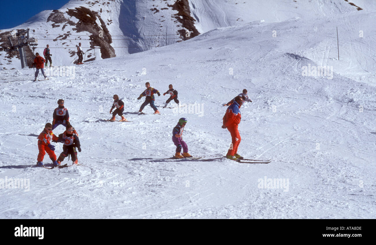 Children at ski school La Plagne French Alps France Stock Photo