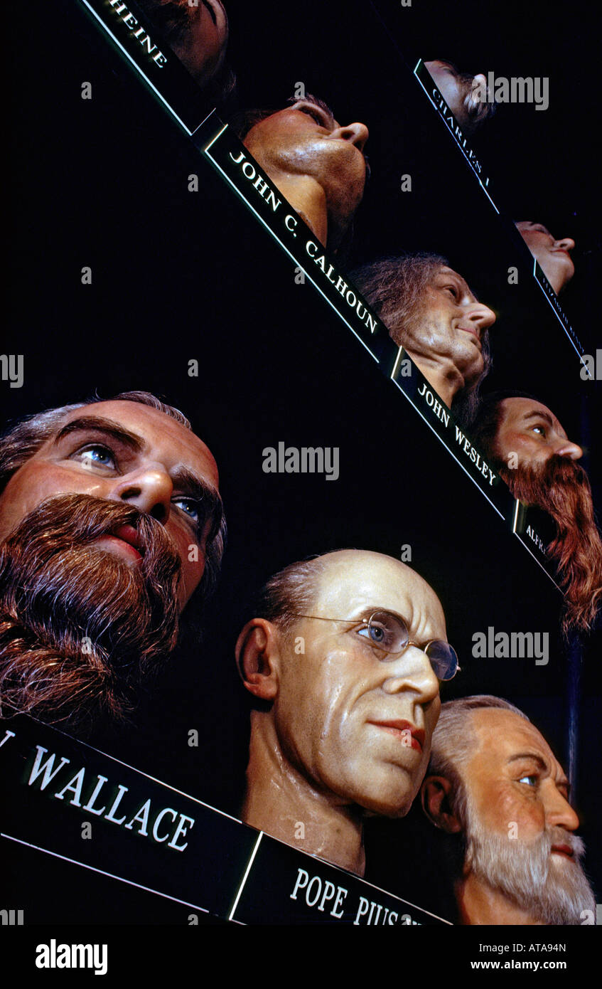 Wax heads at Potter s Wax Museum in St Augustine Florida USA Stock