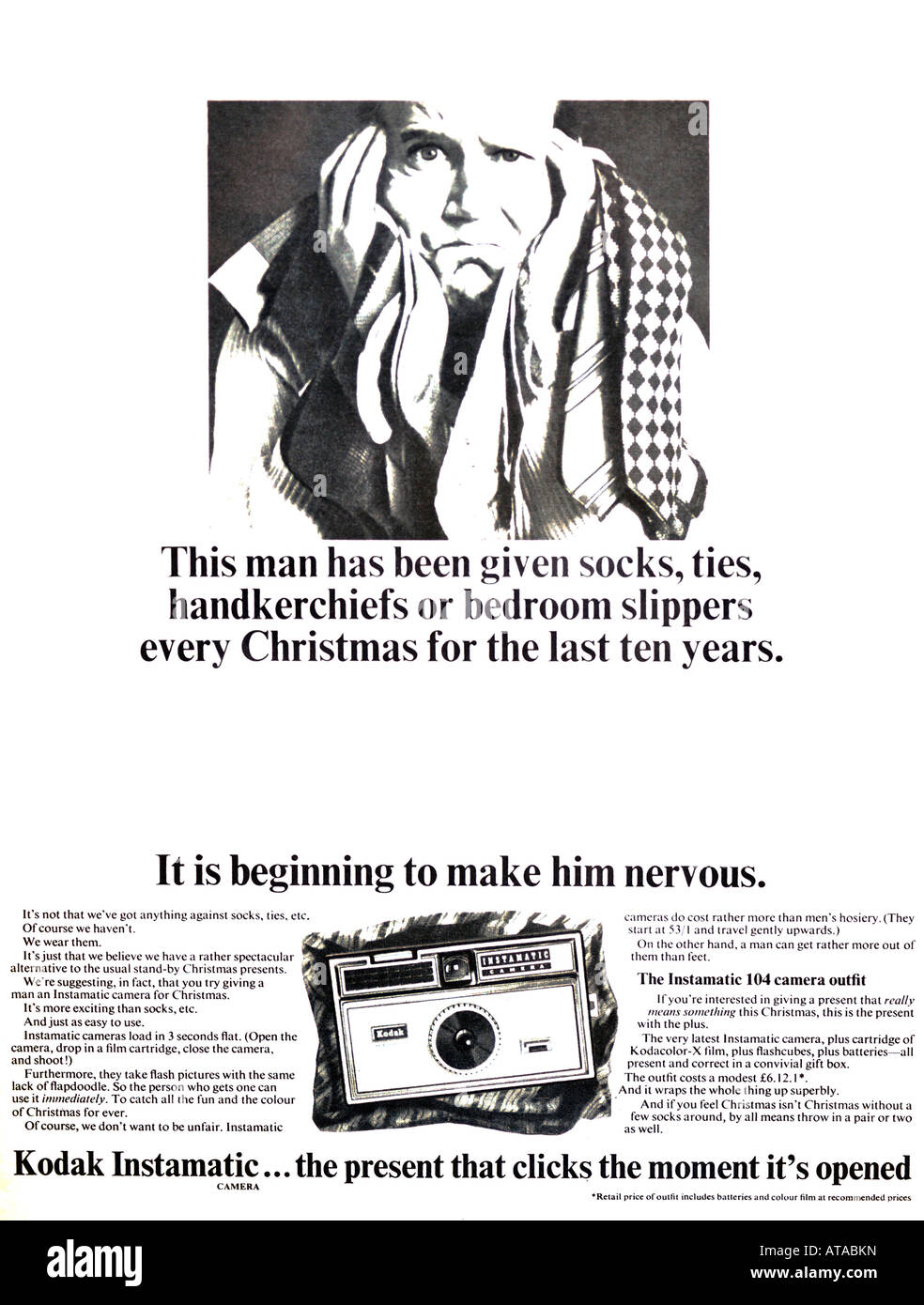 Kodak Instamatic Camera Christmas Magazine Advertisement  December 1966 FOR EDITORIAL USE ONLY Stock Photo