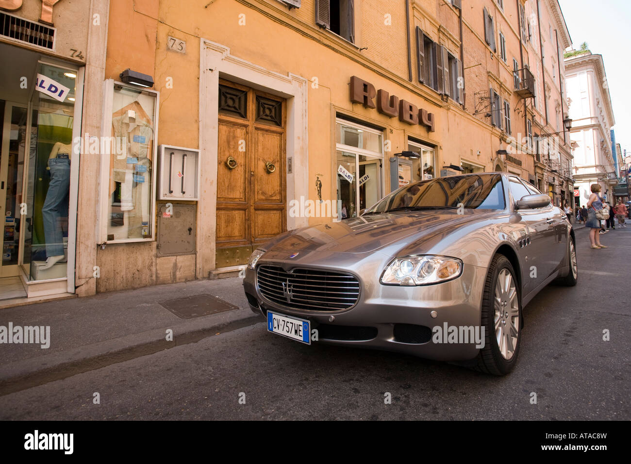Parked Maserati, Via Frattina, Rome Stock Photo